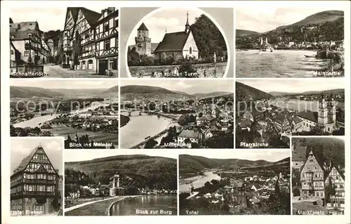 Miltenberg Main Schnatterloch Turm Maintal Kirche Marktplatz Burg Hotel Riesen Fachwerkhaus Kat. Miltenberg