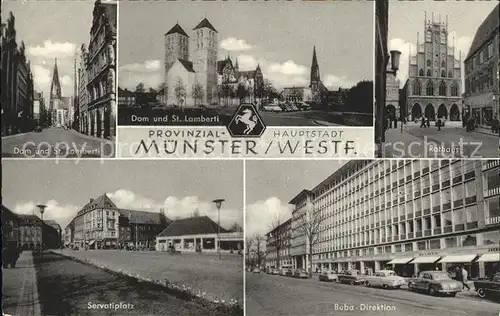 Muenster Westfalen Dom St Lamberti Kirche Rathaus Servatiplatz Buba Direktion Provinzialhauptstadt Kat. Muenster