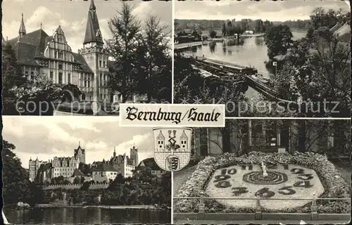 Bernburg Saale Kirche Saale Schloss Blumenuhr Wappen Kat. Bernburg