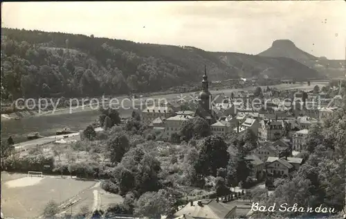 Bad Schandau Ortsansicht mit Kirche Elbsandsteingebirge Kat. Bad Schandau
