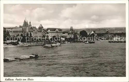 Koblenz Rhein Partie am Rhein Schiffe Binnenschifffahrt Kat. Koblenz