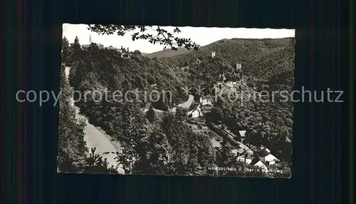 Manderscheid Eifel Panorama mit Oberburg und Niederburg Kat. Manderscheid