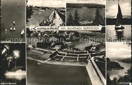 Langscheid Sorpesee Segelregatta Jorpe in Flammen Abendstimmung Fliegeraufnahme Kat. Sundern (Sauerland)