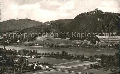 Koenigswinter Bick vom Rodderberg auf Drachenfels und Petersberg Rhein Kat. Koenigswinter