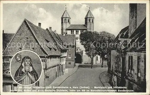 Gandersheim Bad 1000jaehrige Hroswitha Stadt Nonne Marktplatz Stiftskirche Kat. Bad Gandersheim