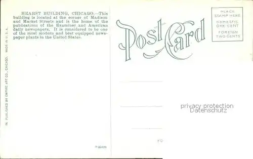 Chicago Illinois Hearst Building Madison Street Market Street Moonight Kat. Chicago