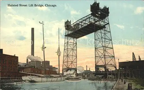 Chicago Illinois Halsted Street Lift Bridge Kat. Chicago