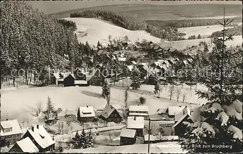 Altenau Harz Blick zum Bruchberg Winterpanorama Kat. Altenau