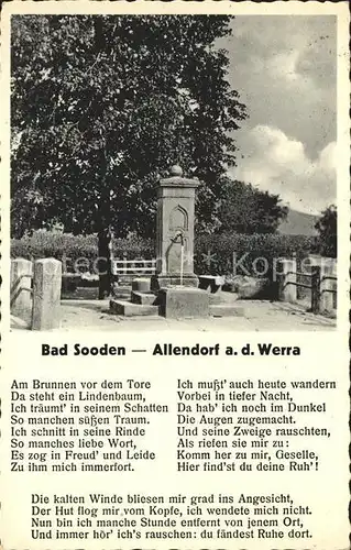 Bad Sooden Allendorf Zimmersbrunnen Alte Linde Volkslied Am Brunnen vor dem Tore von W. Mueller Kat. Bad Sooden Allendorf