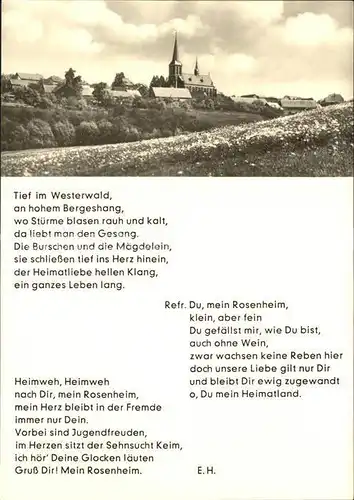 Rosenheim Altenkirchen Westerwald Ortsansicht mit Kirche Luftkurort Lied Tief im Westerwald Kat. Rosenheim (Lkr. Altenkirchen)