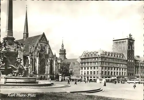 Leipzig Karl Marx Platz Brunnen Kirche Messestadt Kat. Leipzig