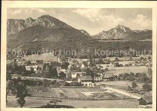 Bergen Chiemgau Gesamtansicht mit Hochfelln und Hochgern Kat. Bergen