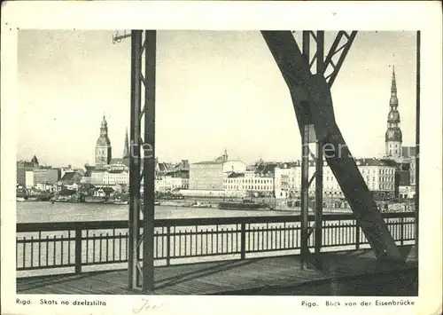 Riga Lettland Skats no dzelzstilta Blick von der Eisenbruecke Kat. Riga