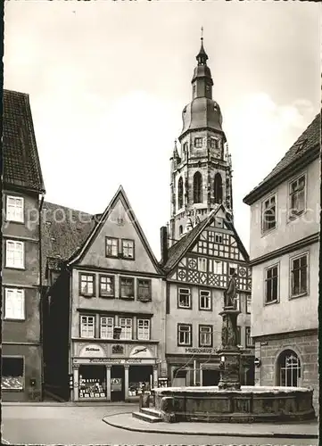 Coburg Rueckertbrunnen und Morizkirche Kat. Coburg