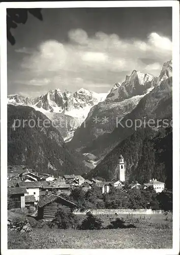 Soglio Ortsansicht mit Kirche Scioragruppe Kat. Soglio