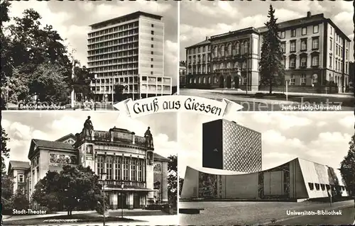 Giessen Lahn Behoerdenhochhaus Justus Liebig Universitaet Stadttheater Uni Bibliothek Kat. Giessen