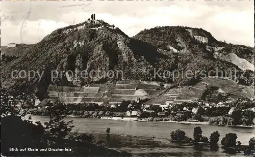 Drachenfels Blick vom Rhein Kat. Koenigswinter