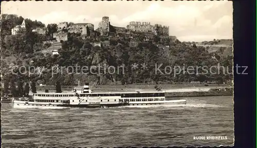 St Goar Burg Ruine Rheinfels Rhein Dampfer Kat. Sankt Goar