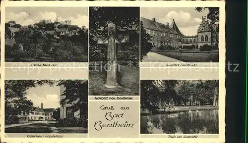Bad Bentheim Gesamtansicht Herrgott von Bentheim Innerer Schlosshof Badehaus Logierhaus Teich Kurpark Kat. Bad Bentheim