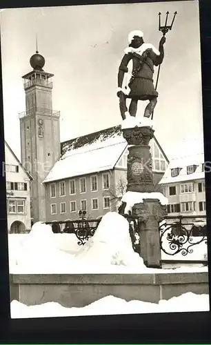 Freudenstadt Neptunbrunnen mit Rathaus Kat. Freudenstadt