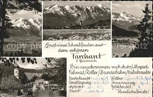 Farchant Gesamtansicht mit Alpenpanorama Ortspartie Kirche Kat. Farchant