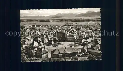 Altoetting Wallfahrtsort Kirche Alpenpanorama Fliegeraufnahme Kat. Altoetting