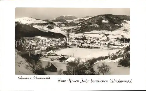 Schoenau Schwarzwald Winterpanorama Neujahrskarte Kat. Schoenau im Schwarzwald