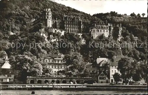 Heidelberg Neckar Schloss von der Hirschgasse aus gesehen Kat. Heidelberg