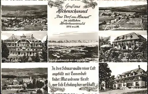 Hoechenschwand Gesamtansicht Sanatorium Kurhaus Kurhotel Schwarzwald Alpenpanorama Kat. Hoechenschwand