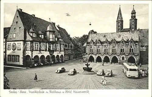 Goslar Marktplatz mit Rathaus und Hotel Kaiserwerth Kat. Goslar