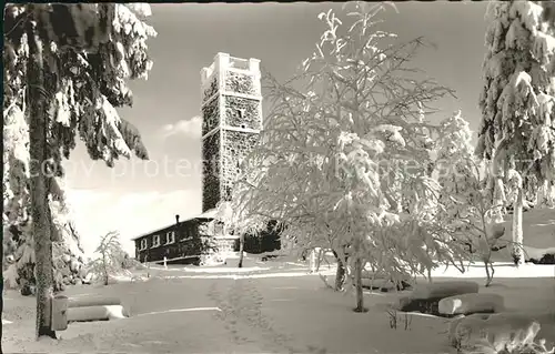 Bischofsgruen Asenturm auf dem Ochsenkopf Winterimpressionen Fichtelgebirge Kat. Bischofsgruen