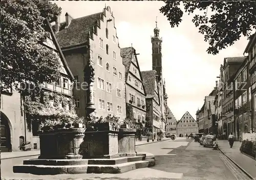 Rothenburg Tauber Herrngasse mit Blick zum Marktplatz Brunnen Kat. Rothenburg ob der Tauber