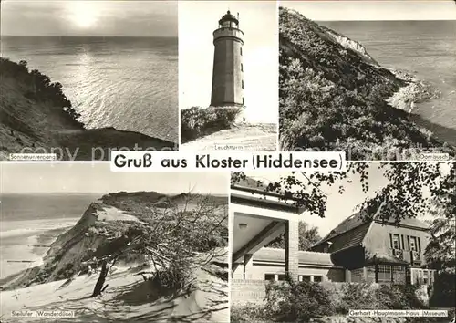 Kloster Hiddensee Sonnenuntergang Leuchtturm Dornbusch Steilufer Wanderduene Gerhart Hauptmann Haus Museum Kat. Insel Hiddensee