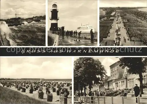 Warnemuende Ostseebad Brandung Leuchtturm Faehre Strand Promenade Hotel Kat. Rostock