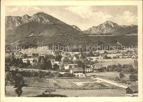 Bergen Chiemgau Gesamtansicht mit Hochfelln und Hochgern Chiemgauer Alpen Kat. Bergen