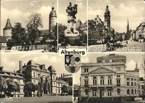 Altenburg Thueringen Schloss Skatbrunnen Markt Rathaus Theater Bahnhof Wappen Kat. Altenburg