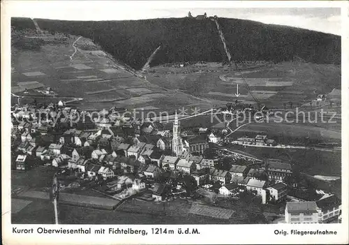 Oberwiesenthal Erzgebirge mit Fichtelberg Kurort Original Fliegeraufnahme Kat. Oberwiesenthal