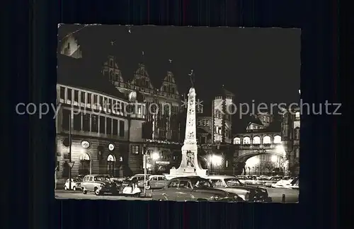 Frankfurt Main Paulsplatz Rathaus bei Nacht Kat. Frankfurt am Main