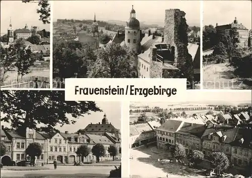 Frauenstein Sachsen Teilansichten Ruine Schloss Handabzug Kat. Frauenstein Sachsen