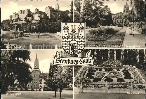 Bernburg Saale Ehemaliges Schloss Rosengarten Blumenuhr SV Kuranstalt Wappen Kat. Bernburg