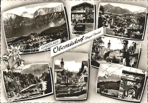 Oberaudorf Baeckerbrunnen Marienplatz Kirche Luegsteinsee Burgtor Hocheck Lift Kranzhorn Kaisergebirge Edelweiss Kat. Oberaudorf