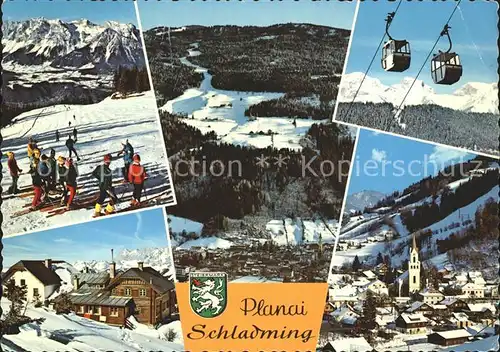 Schladming Obersteiermark Skikurs Totalansicht Planai Seilbahn Ortsblick Kat. Schladming