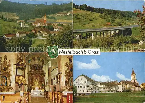 Nestelbach Graz Ortsansicht Autobahnbruecke Kirche Inneres Kat. Nestelbach bei Graz