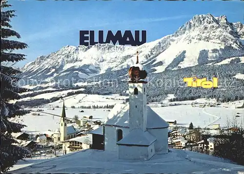 Ellmau Tirol Ortsansicht Kirche Wilder Kaiser Kat. Ellmau