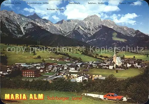 Maria Alm Steinernen Meer mit gotischer Kirche Panorama Kat. Maria Alm am Steinernen Meer