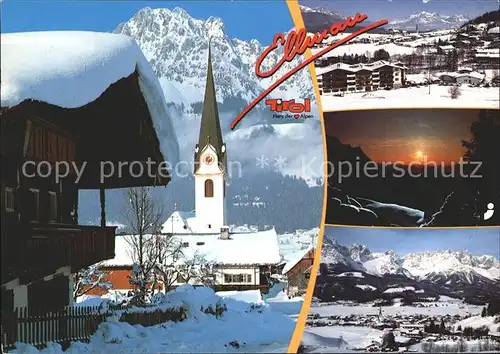 Ellmau Tirol Kirche Panorama Sonnenuntergang Kat. Ellmau