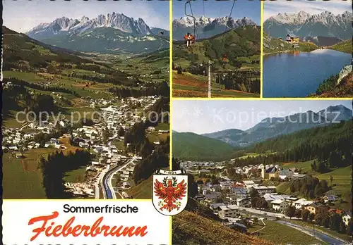 Fieberbrunn Tirol mit Wildem Kaiser Sessellift Wildsee mit Wildseeloderhaus Loferer Steinberge Ortsansicht Kat. Fieberbrunn