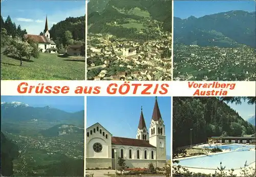 Goetzis Vorarlberg Totalansicht Panorama Kirche Schwimmbad Kat. Goetzis