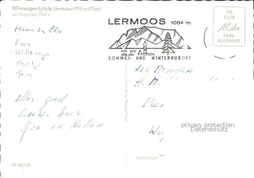 Lermoos Tirol mit Zugspitze Kat. Lermoos