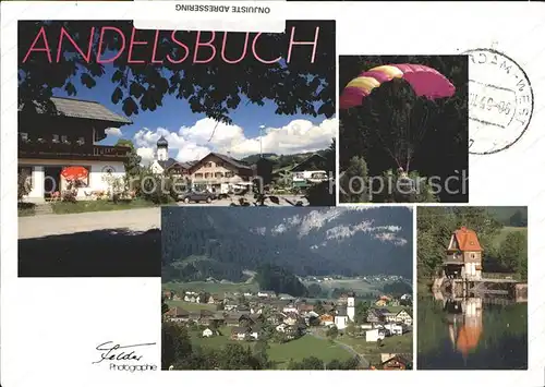 Andelsbuch Vorarlberg Ortsansicht Panorama Gleitschirmflieger Muehle Kat. Andelsbuch